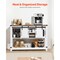 White-Brown Farmhouse Coffee Bar Cabinet with Barn Doors and 4-Tier Storage